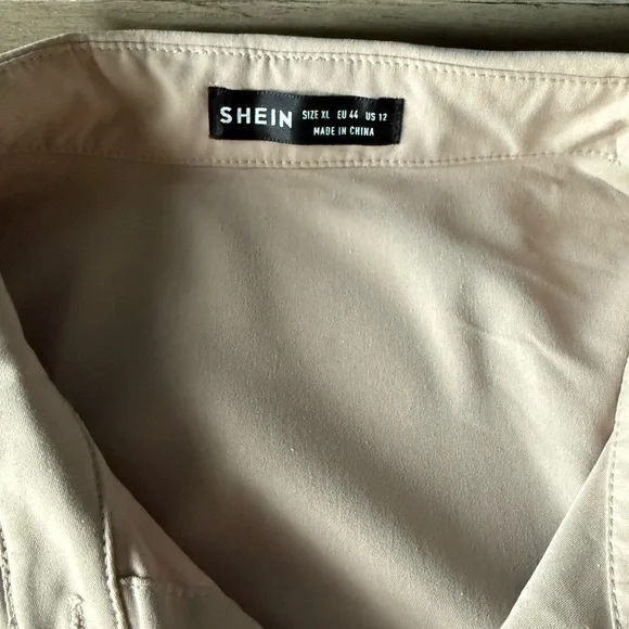 Women's Beige Ruffle Button-Down Dress - Picture 10 of 10